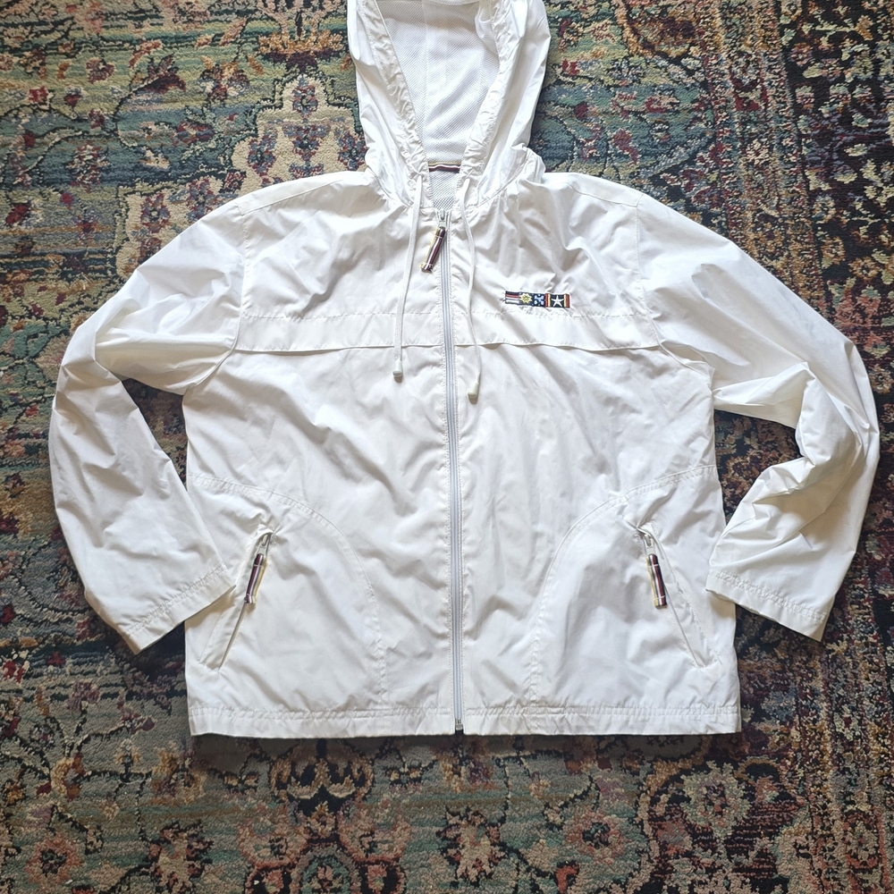 White Windbreaker Jacket with Hood